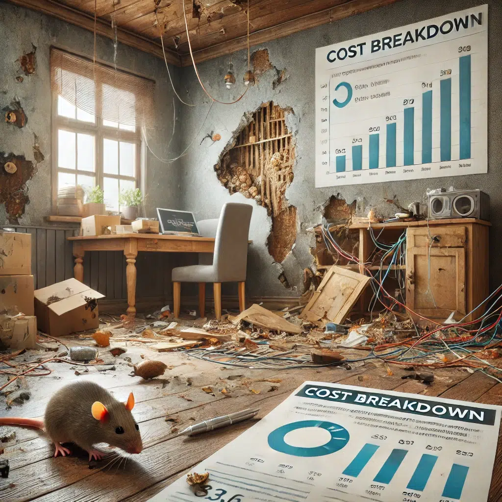 Visual representation of the financial impact of rodent infestations, highlighting prevention strategies by Pro Mosquito Solutions in Rhode Island.