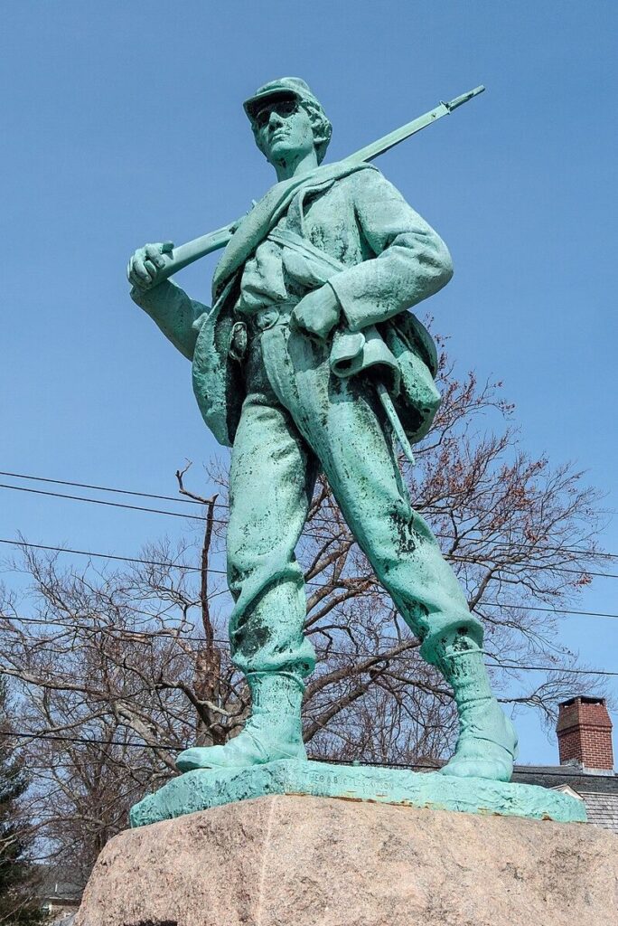 Union soldier statue at the Civil War Memorial in front of North Providence Town Hall, honoring local soldiers who served in the American Civil War.