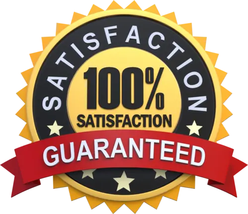 Pro Mosquito Solutions satisfaction guaranteed badge for all pest control services, ensuring reliable protection for homes and businesses in Rhode Island and Southeastern Massachusetts.