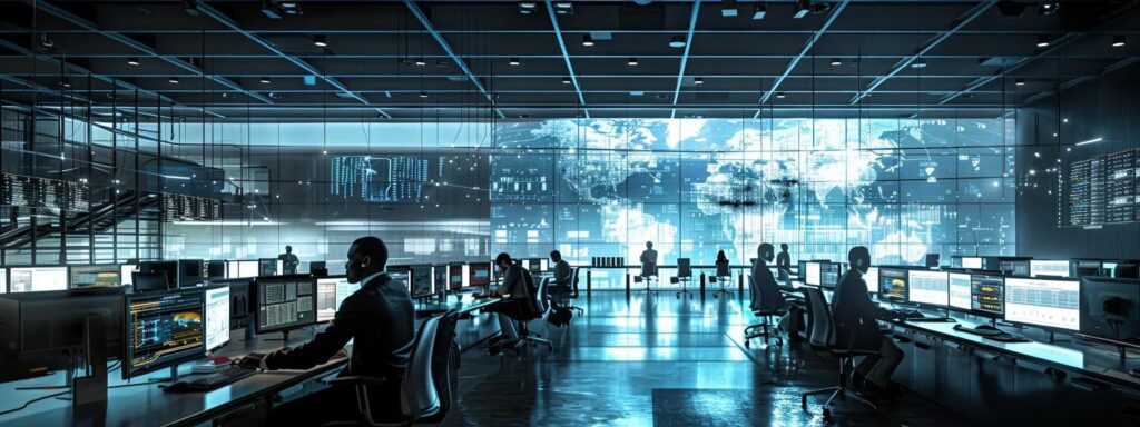 a sleek, modern office equipped with advanced pest control technology showcases a tactical meeting in progress, featuring professionals analyzing detailed charts and graphs comparing various mosquito control strategies.
