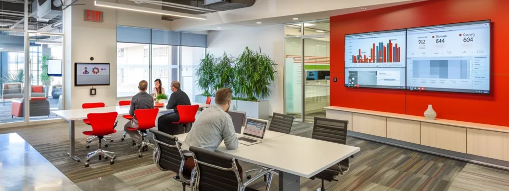 a sleek modern office space showcases a professional pest control consultant engaging with a client over a digital tablet, surrounded by charts illustrating mosquito spray service plans and customer reviews, emphasizing reliability and safety in pest management.
