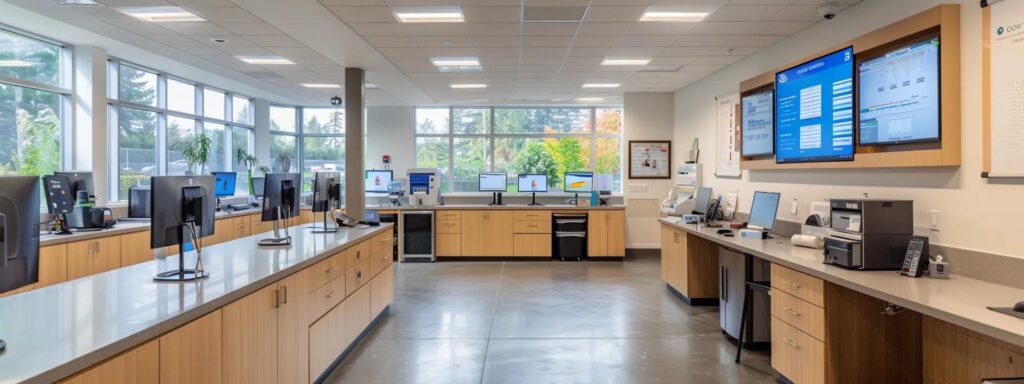 a sleek, modern pest control office showcases advanced technology and eco-friendly solutions, with a prominently displayed digital dashboard highlighting pre-event control strategies and seasonal maintenance plans, embodying pro mosquito solutions’ commitment to innovative and effective mosquito management.