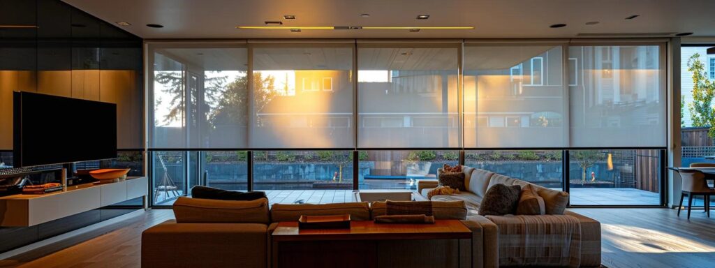 a modern living room in a cranston residence showcases sleek mosquito prevention measures with strategically placed screens, insect-repellent devices, and a clean, organized space reflecting a proactive approach to pest control.