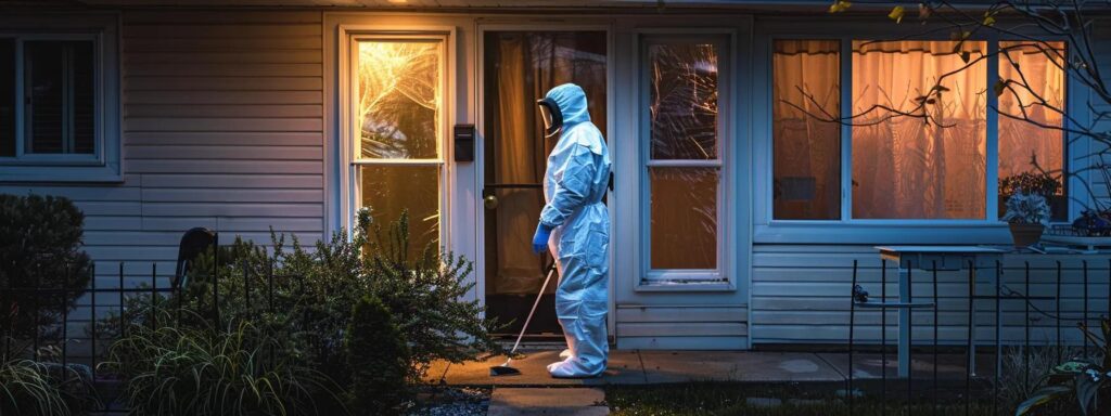 a professional pest control technician meticulously inspects a residential property in cranston, surrounded by effective mosquito control equipment and tailored solutions, emphasizing a customized strategy for unique infestation challenges.