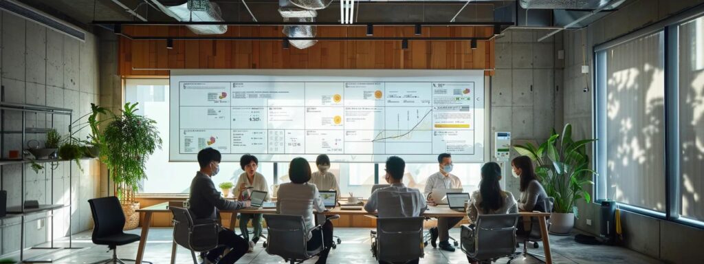 a sleek, modern pest control office features a diverse team of professionals engaged in a strategy session, surrounded by detailed pest diagrams and high-tech equipment, conveying a sense of expertise and proactive defense against household pests.